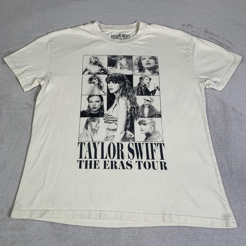 Taylor Swift Shirt Adult Medium White The Eras Tour Cities Albums Graphic Mens